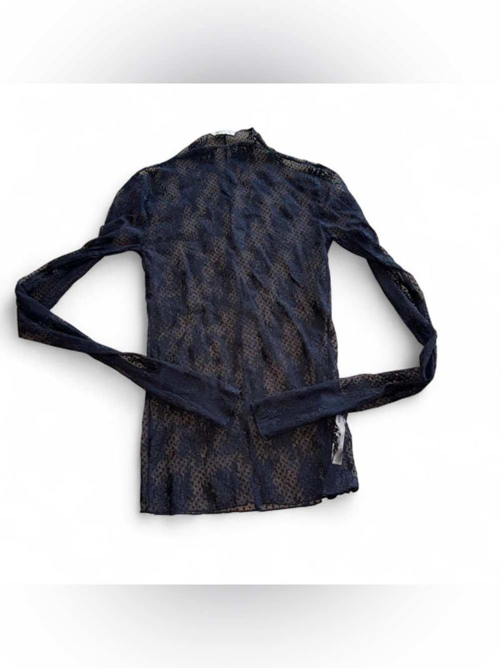Free People Black Sheer Lace Long Sleeve Top